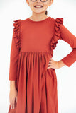 Pumpkin Spice L/S Ruffle Twirl Dress - Mila & Rose ® - Flyclothing LLC