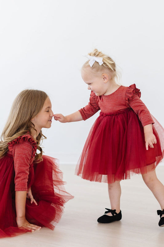Pumpkin Spice Shimmer 3/4 Sleeve Tutu Dress - Mila & Rose ® - Flyclothing LLC