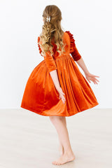 Pumpkin Spice Velvet Ruffle Twirl Dress - Mila & Rose ® - Flyclothing LLC