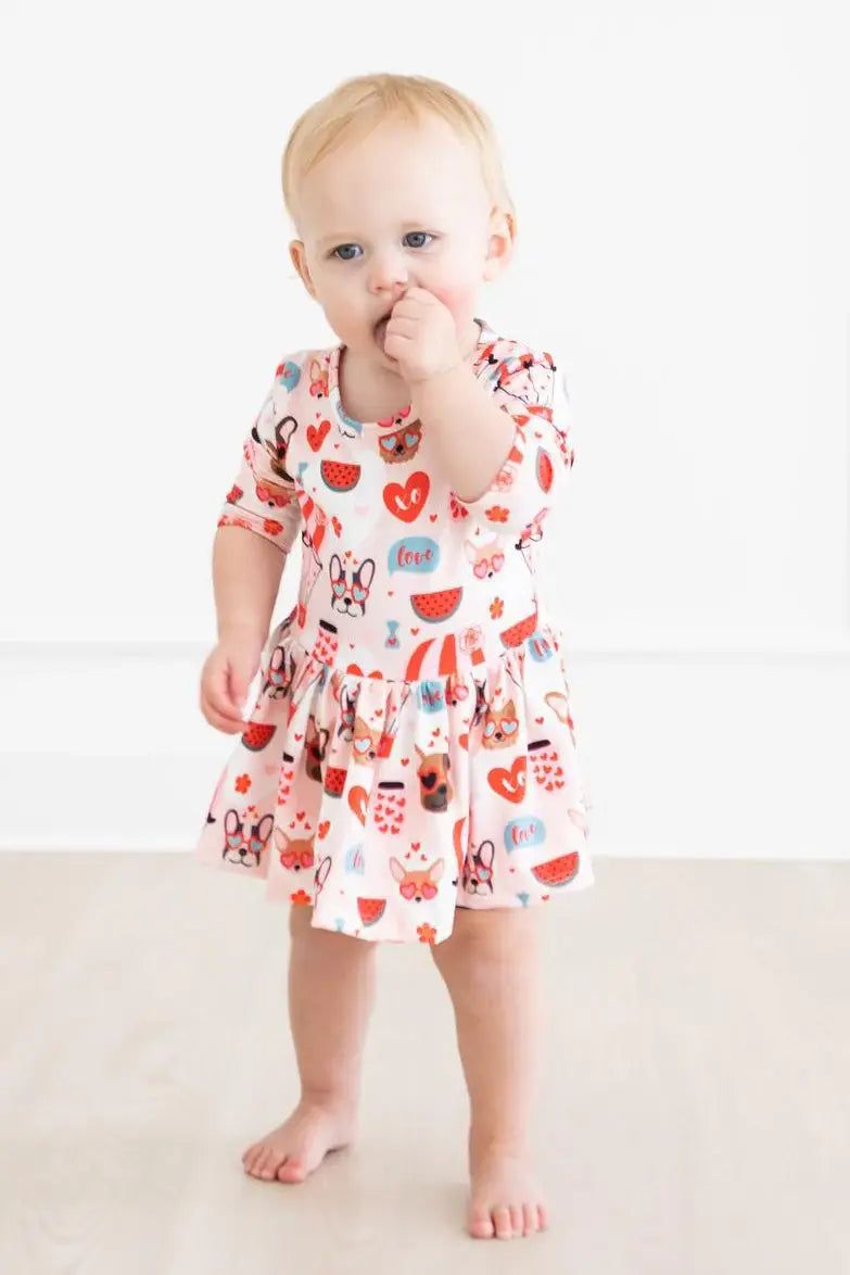 Puppy Love 3/4 Sleeve Twirl Bodysuit - Mila & Rose ® - Flyclothing LLC