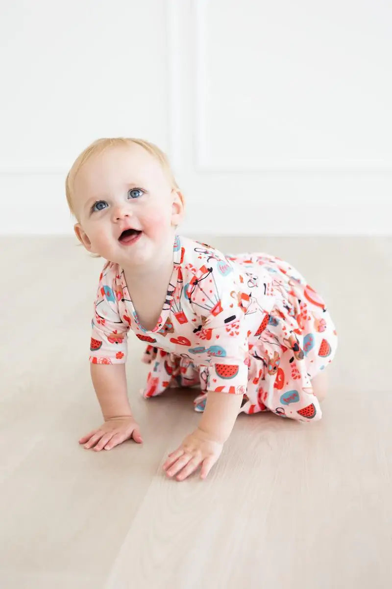 Puppy Love 3/4 Sleeve Twirl Bodysuit - Mila & Rose ® - Flyclothing LLC