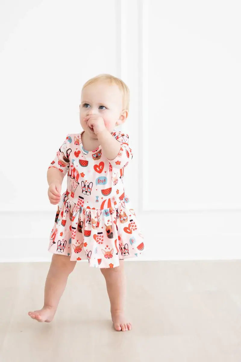 Puppy Love 3/4 Sleeve Twirl Bodysuit - Mila & Rose ® - Flyclothing LLC