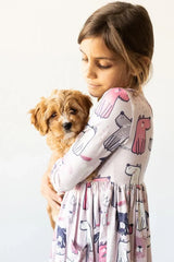 Puppy Party 3/4 Sleeve Pocket Twirl Dress - Mila & Rose ® - Flyclothing LLC