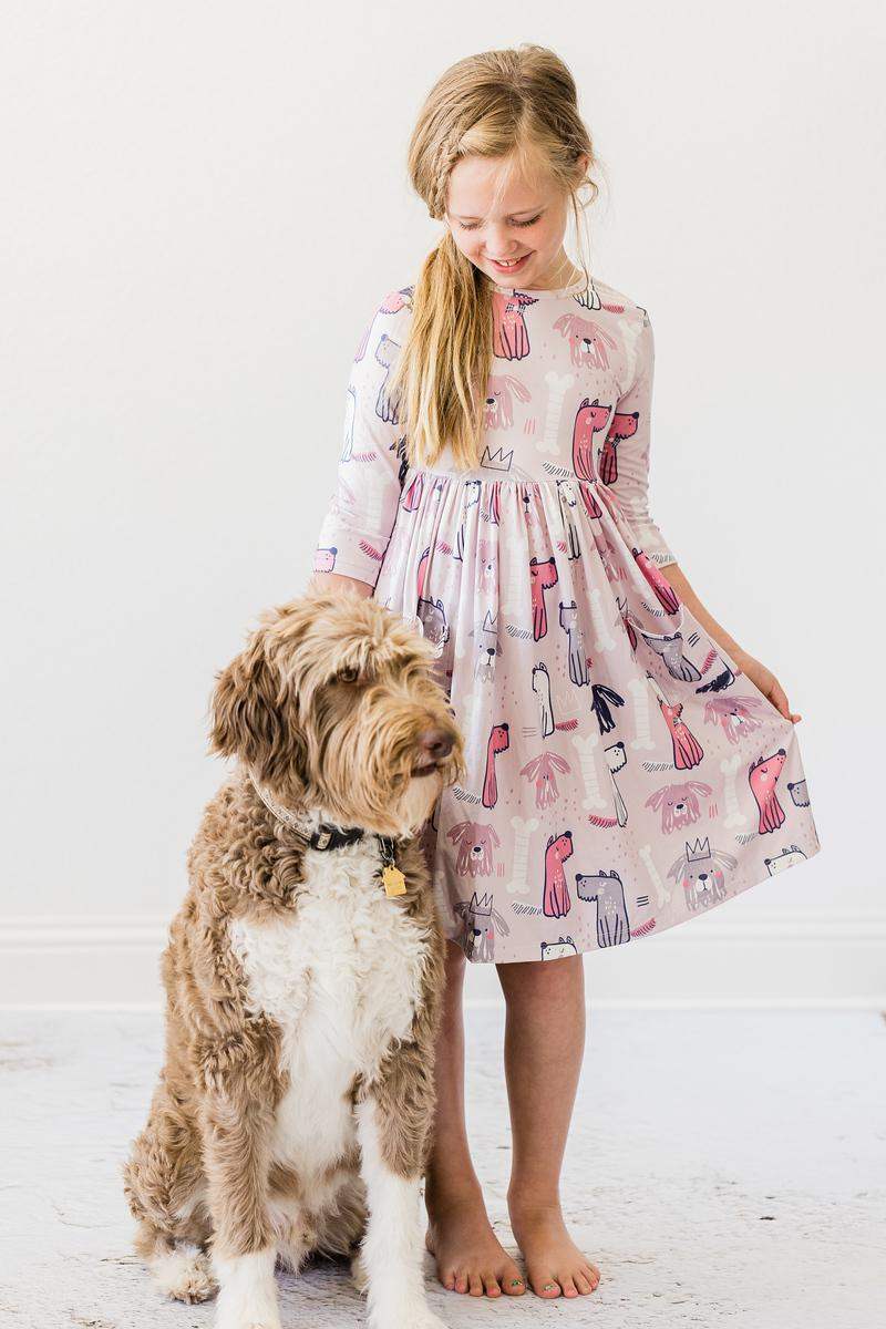 Puppy Party 3/4 Sleeve Pocket Twirl Dress - Mila & Rose ® - Flyclothing LLC