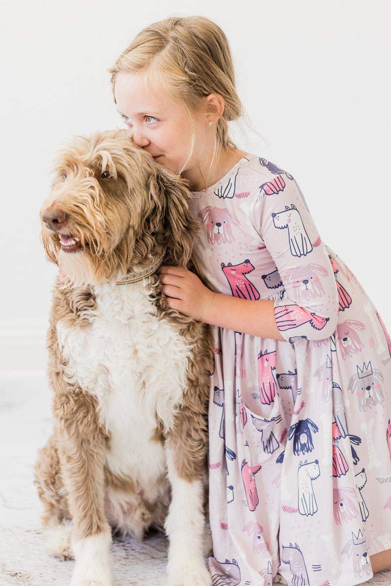 Puppy Party 3/4 Sleeve Pocket Twirl Dress - Mila & Rose ® - Flyclothing LLC
