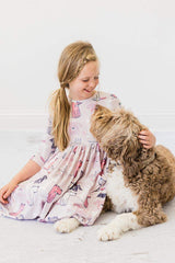 Puppy Party 3/4 Sleeve Pocket Twirl Dress - Mila & Rose ® - Flyclothing LLC