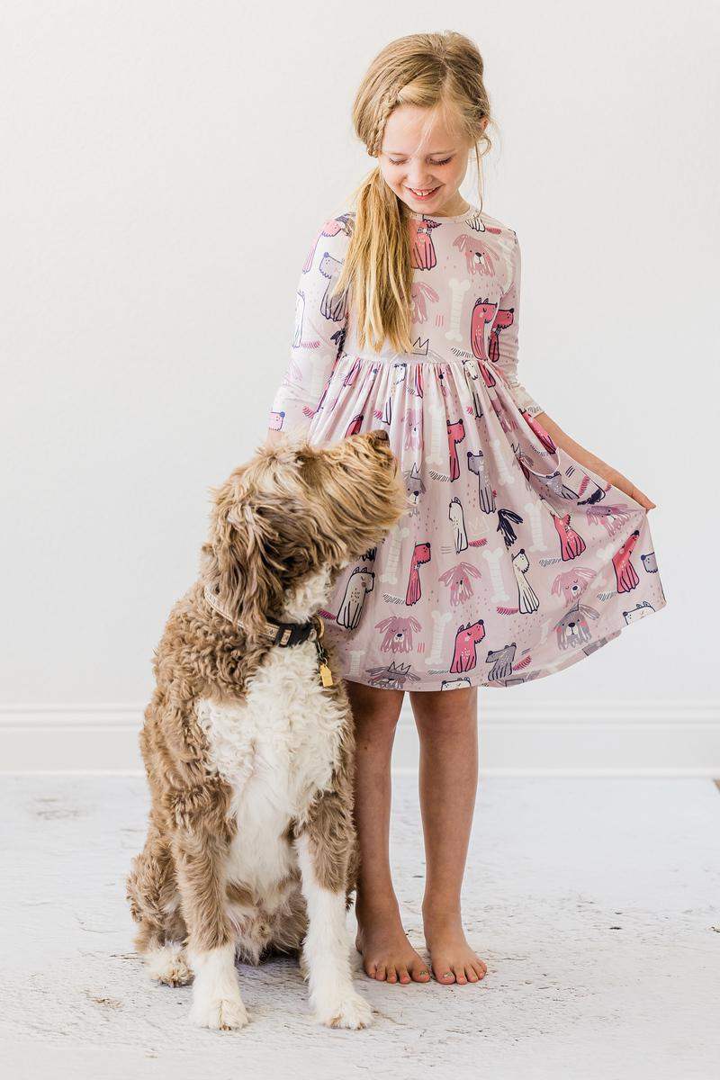 Puppy Party 3/4 Sleeve Pocket Twirl Dress - Mila & Rose ® - Flyclothing LLC