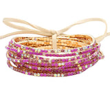 12PCS Ribbon Colorful Rhinestone Layered Stretch Bracelets - Madeline Love - Flyclothing LLC