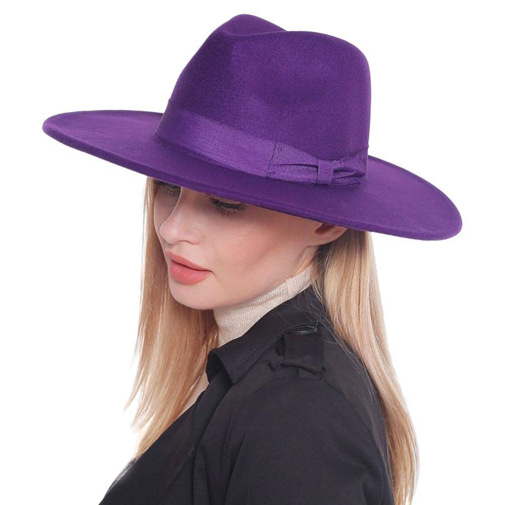 Bow Band Pointed Solid Panama Hat - Madeline Love - Flyclothing LLC