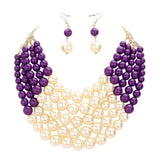 Chunky Multi Strand Pearl Bib Necklace - Madeline Love - Flyclothing LLC