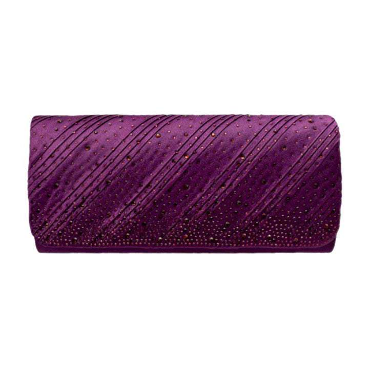 Diagonal Line Detailed Bling Evening Clutch Crossbody Bag - Madeline Love - Flyclothing LLC