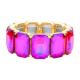 Emerald Cut Stone Stretch Evening Bracelet - Madeline Love - Flyclothing LLC