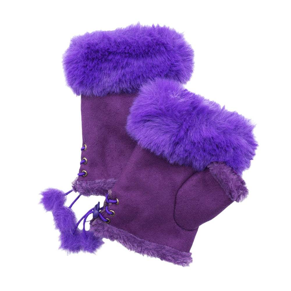 Faux Fur Trim Fingerless Gloves - Madeline Love - Flyclothing LLC