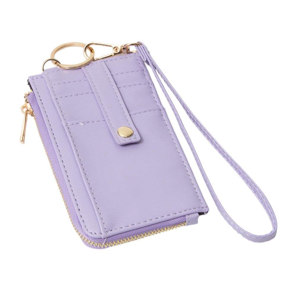 Faux Leather Basket Weave Flat Card Holder Wallet with Wristlet - Madeline Love - Flyclothing LLC