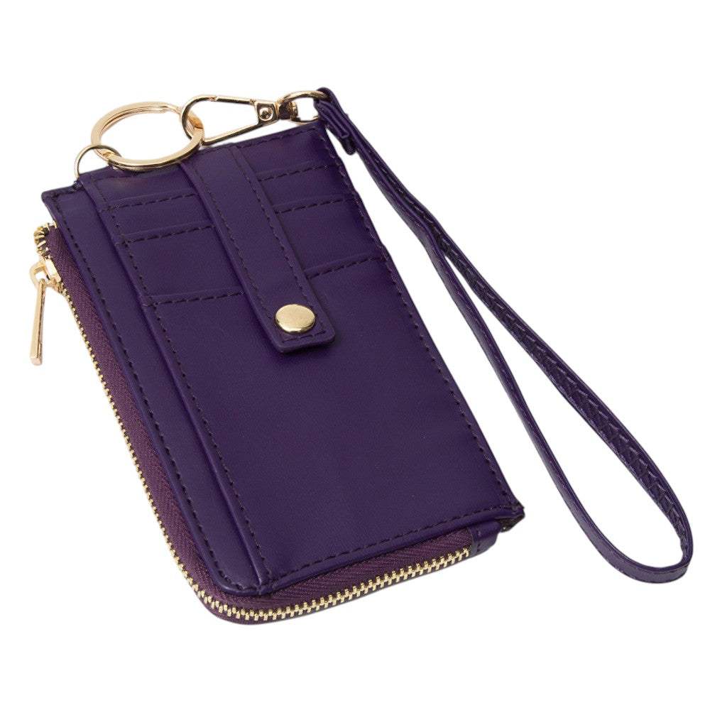 Faux Leather Basket Weave Flat Card Holder Wallet with Wristlet - Madeline Love - Flyclothing LLC