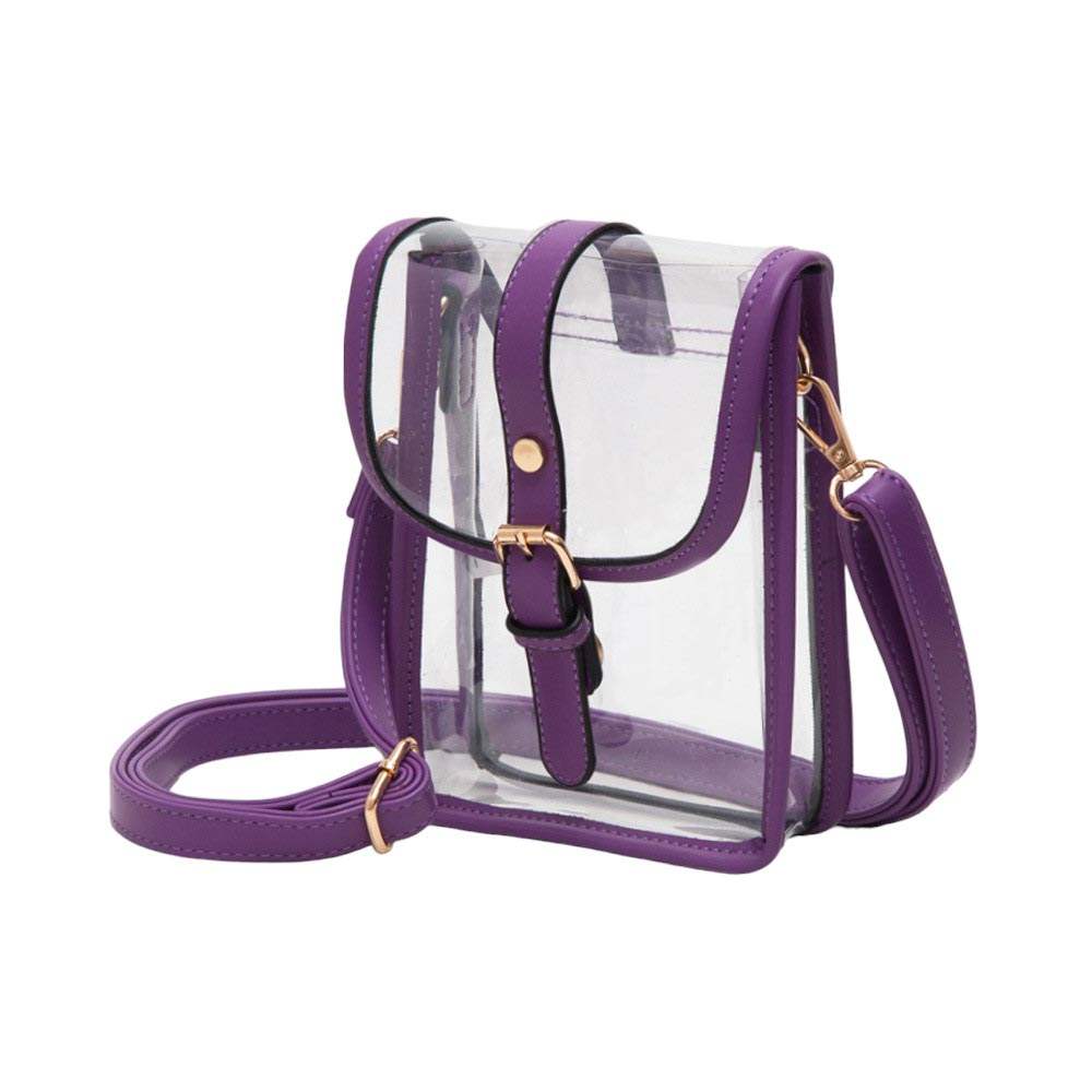 Faux Leather Belt Buckle Pointed Transparent Crossbody Bag - Madeline Love - Flyclothing LLC