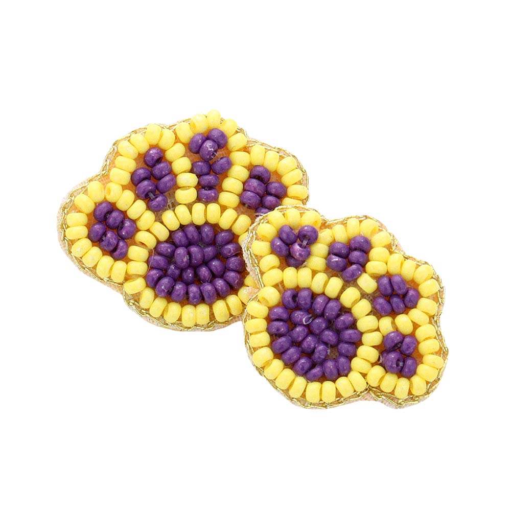 Felt Back Seed Beaded Paw Stud Earrings - Madeline Love - Flyclothing LLC
