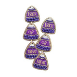 Felt Back Trick Or Treat Candy Teeth Beaded Dangle Earrings - Madeline Love - Flyclothing LLC