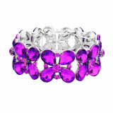 Floral Teardrop Glass Crystal Stretch Evening Bracelet - Madeline Love - Flyclothing LLC