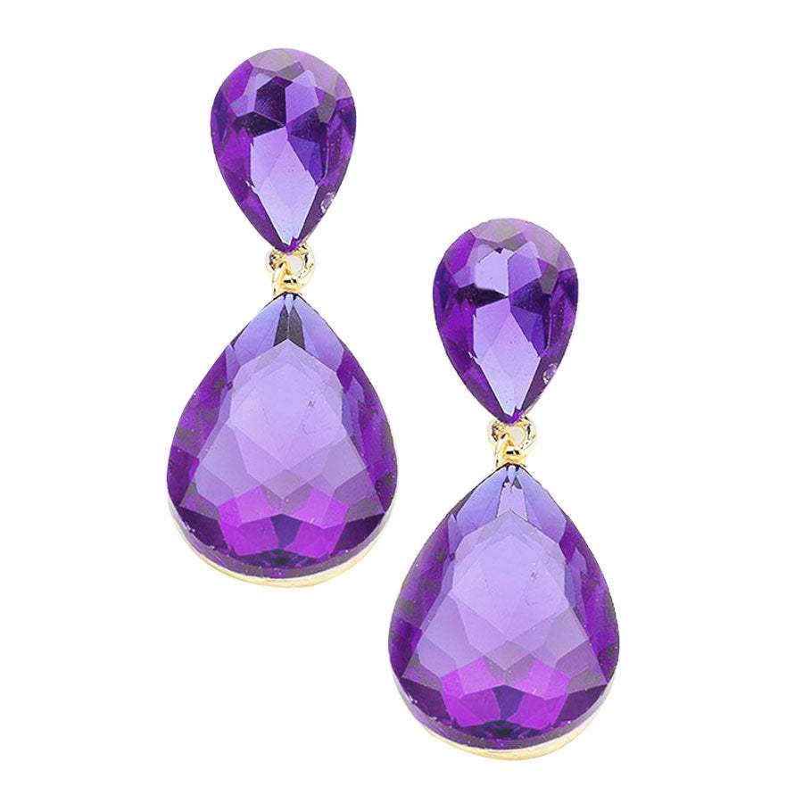 Glass Crystal Teardrop Evening Earrings - Madeline Love - Flyclothing LLC
