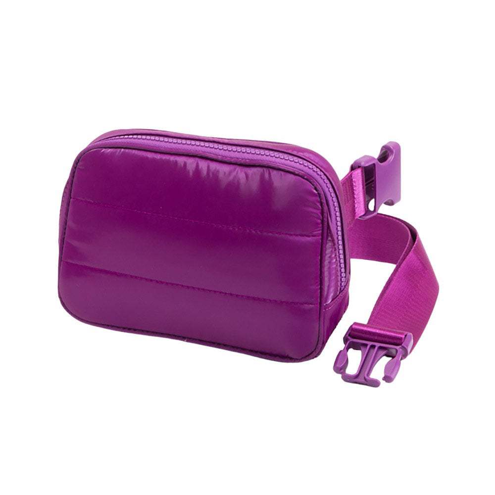 Glossy Puffer Rectangle Sling Bag Fanny Bag Belt Bag - Madeline Love - Flyclothing LLC
