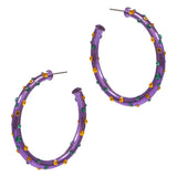 Mardi Gras Rhinestone Embellished Hoop Earrings - Madeline Love - Flyclothing LLC
