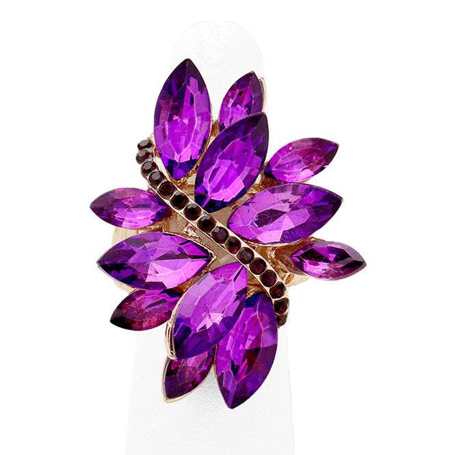 Marquise Crystal Cluster Stretch Ring - Madeline Love - Flyclothing LLC