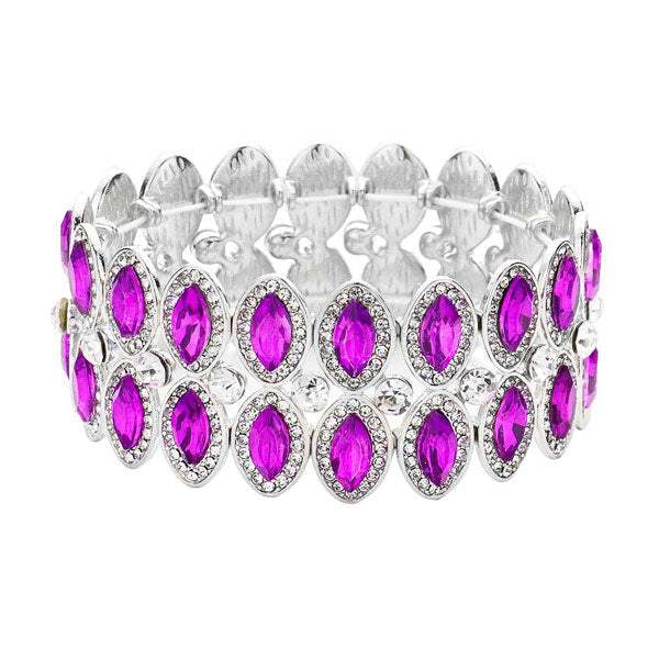 Marquise Stone Accented Stretch Evening Bracelet - Madeline Love - Flyclothing LLC