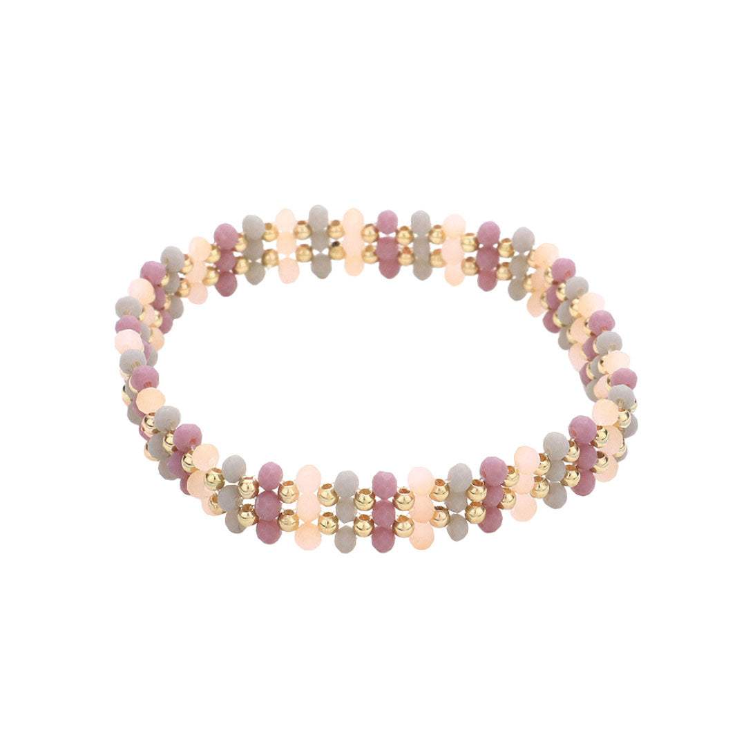 Metal Ball Faceted Beaded Stretch Bracelet - Madeline Love - Flyclothing LLC