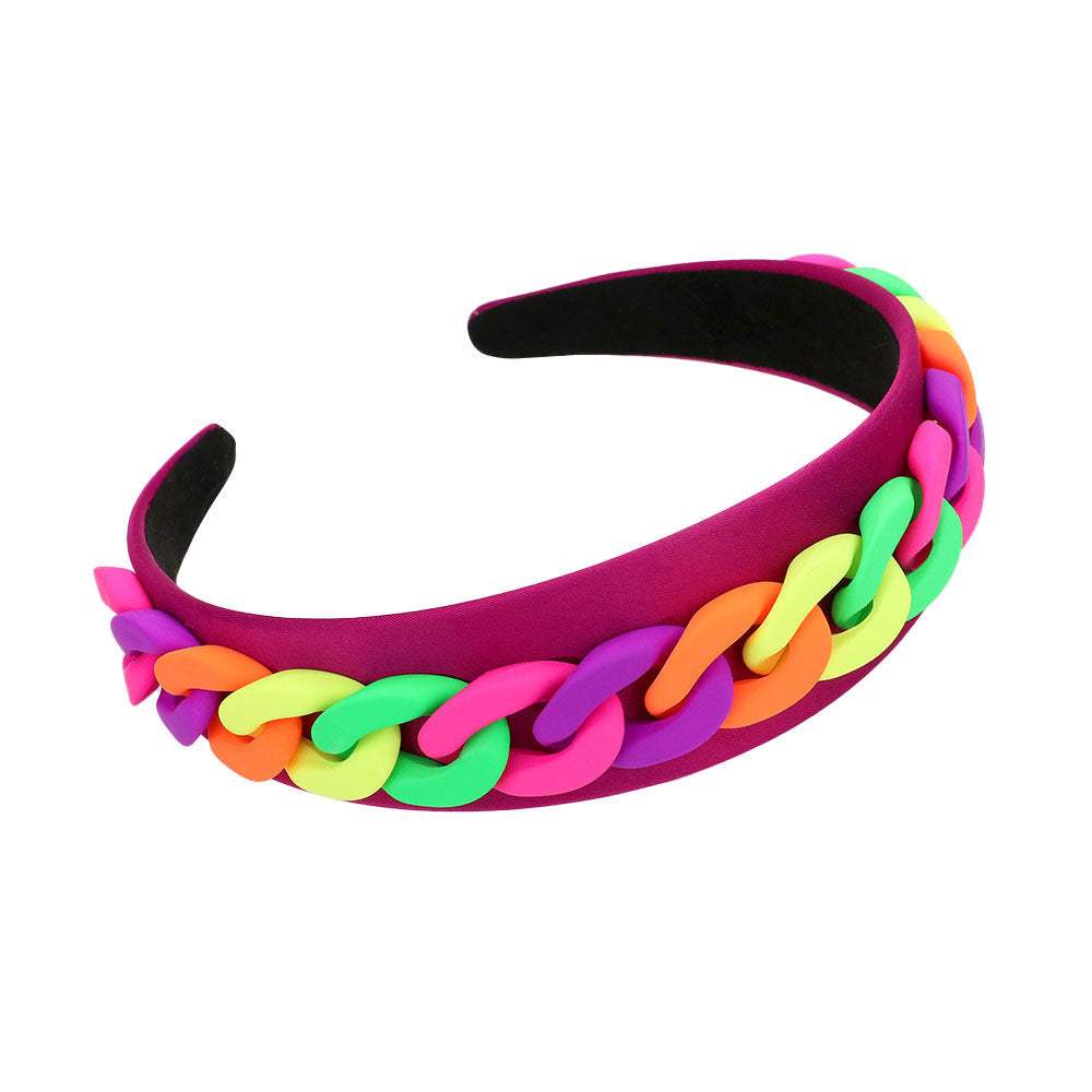 Multi Colored Chain Accented Fabric Headband - Madeline Love - Flyclothing LLC