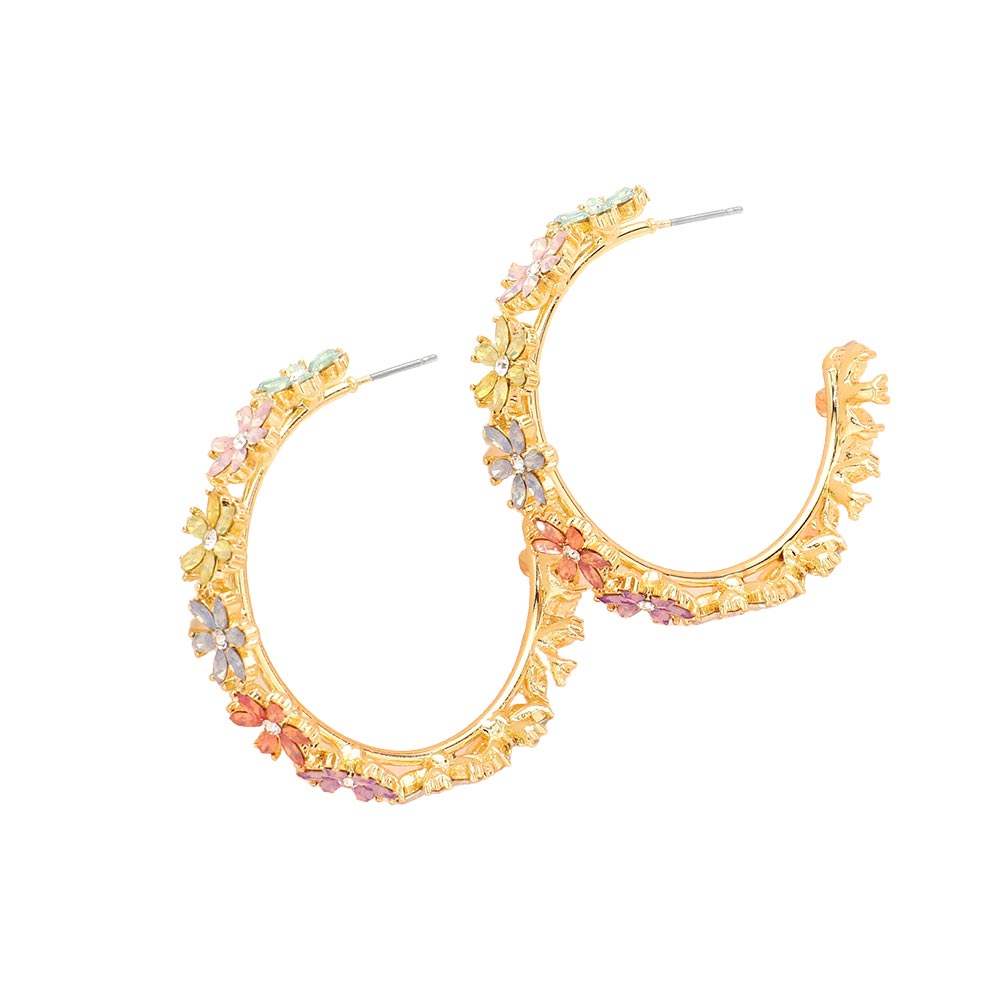 Flower Cluster Hoop Earrings - Madeline Love - Flyclothing LLC