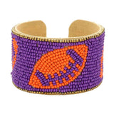 Game Day Seed Beaded Football Accented Cuff Bracelet - Madeline Love - Flyclothing LLC