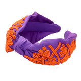 Game Day Seed Beaded Paw Knot Burnout Headband - Madeline Love - Flyclothing LLC