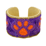 Game Day Sequin Seed Beaded Paw Accented Cuff Bracelet - Madeline Love - Flyclothing LLC