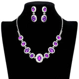 Oval Stone Accented Rhinestone Trimmed Necklace - Madeline Love - Flyclothing LLC