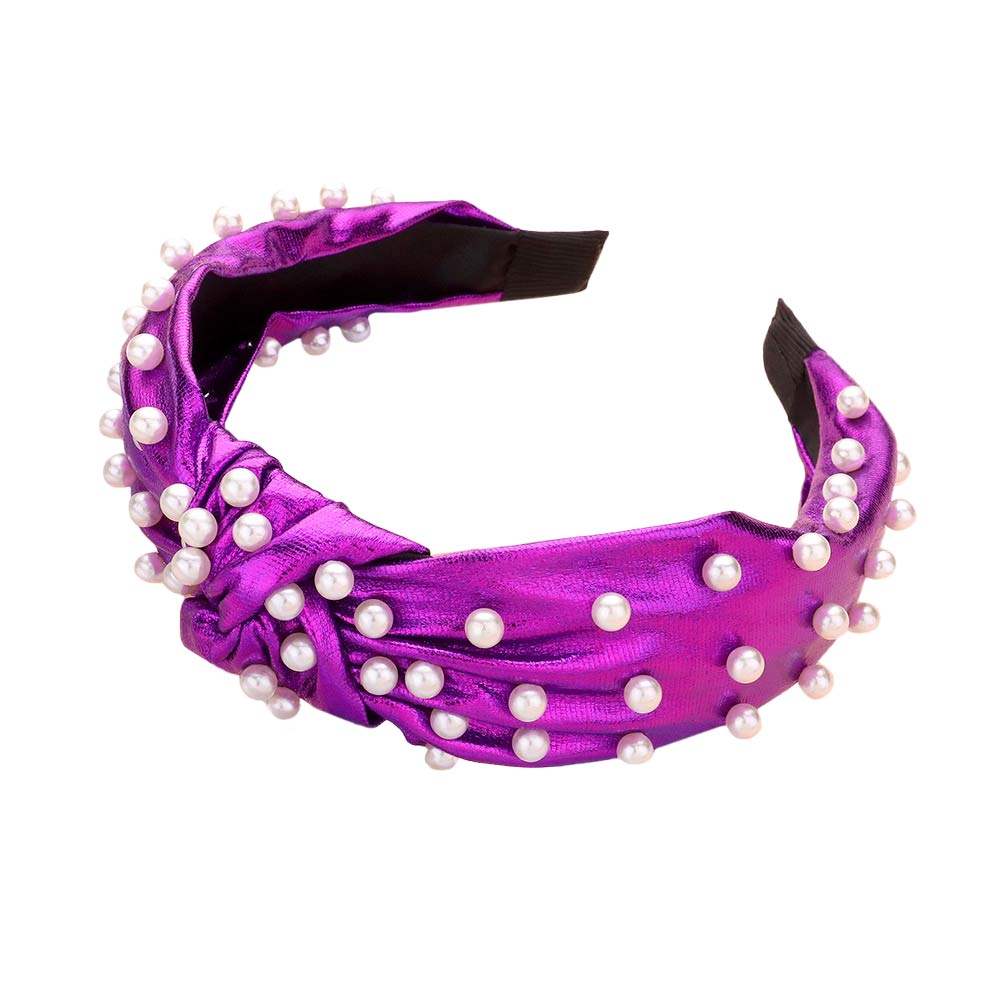 Pearl Embellished Burnout Knot Headband - Madeline Love - Flyclothing LLC