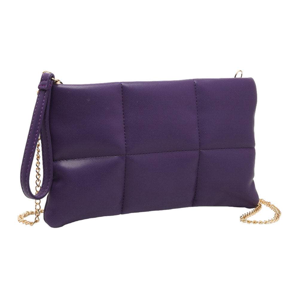 Quilted Solid Faux Leather Crossbody Bag - Madeline Love - Flyclothing LLC
