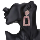Rhinestone Pave Open Rectangle Dangle Evening Earrings - Madeline Love - Flyclothing LLC