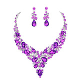 Round Teardrop Stone Accented Evening Necklace - Madeline Love - Flyclothing LLC