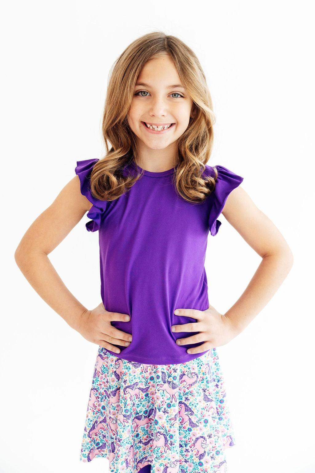Purple S/S Ruffle Tee - Mila & Rose ® - Flyclothing LLC