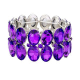 Glass Crystal Oval Stone Cluster Stretch Bracelet - Madeline Love - Flyclothing LLC