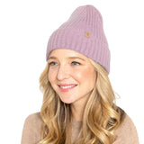 Solid Ribbed Cuff Beanie Hat - Madeline Love - Flyclothing LLC
