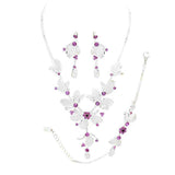 Stone Accented Metal Mesh Petal Jewelry Set - Madeline Love - Flyclothing LLC