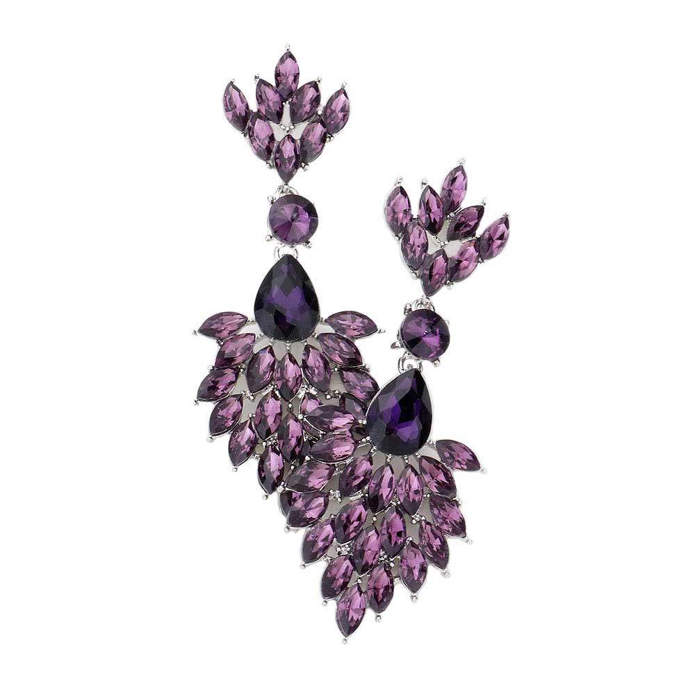 Teardrop Accented Marquise Stone Cluster Evening Earrings - Madeline Love - Flyclothing LLC