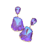 Teardrop Angled Stone Link Dangle Evening Earrings - Madeline Love - Flyclothing LLC