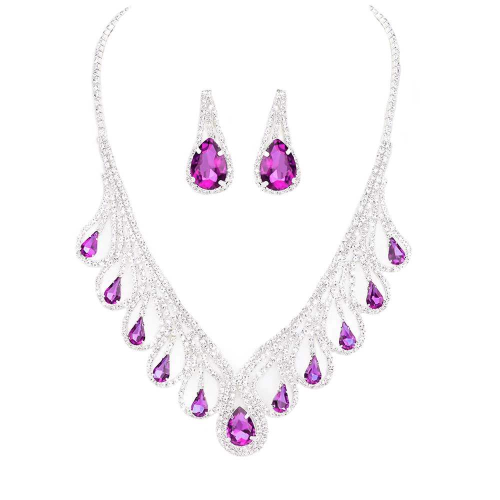 Teardrop Crystal Rhinestone Collar Necklace - Madeline Love - Flyclothing LLC