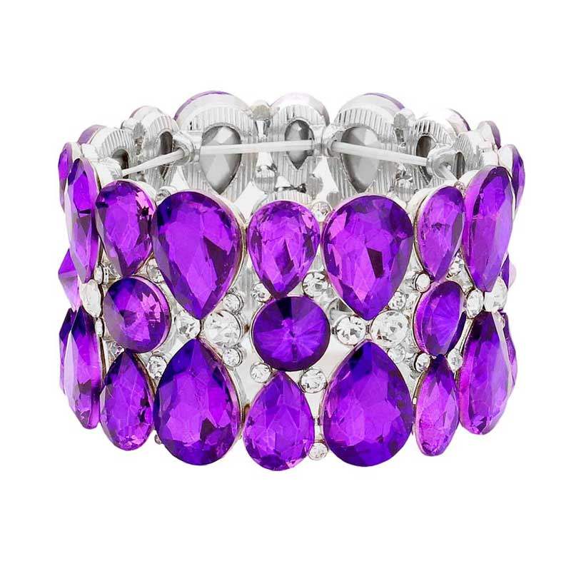 Teardrop Crystal Stretch Evening Bracelet - Madeline Love - Flyclothing LLC