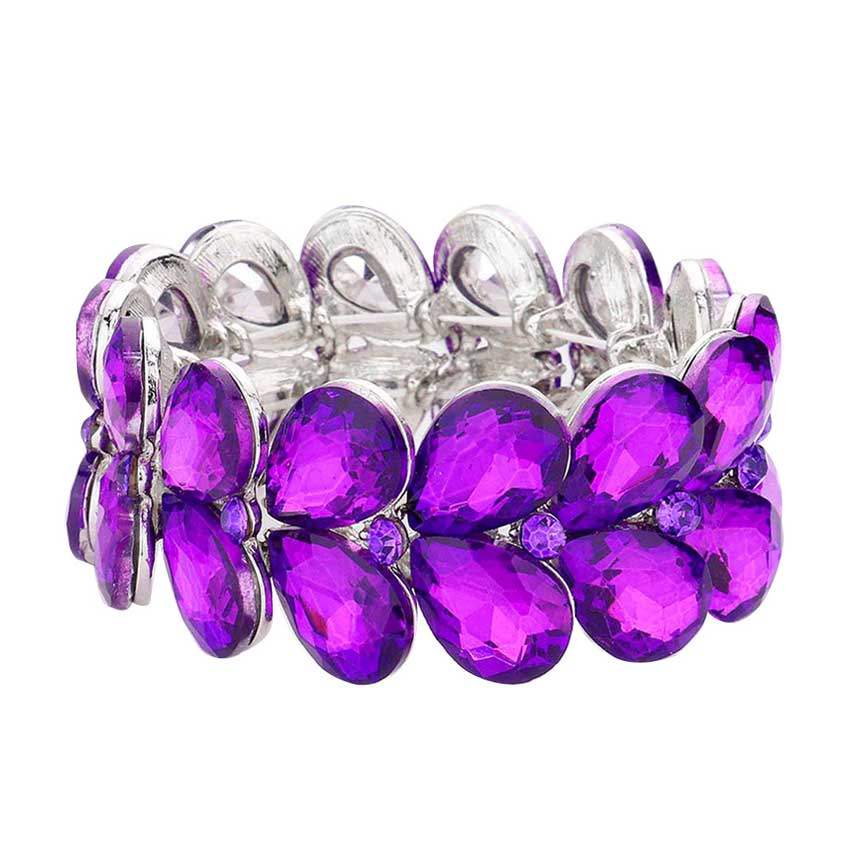 Teardrop Stone Embellished Evening Bracelet - Madeline Love - Flyclothing LLC