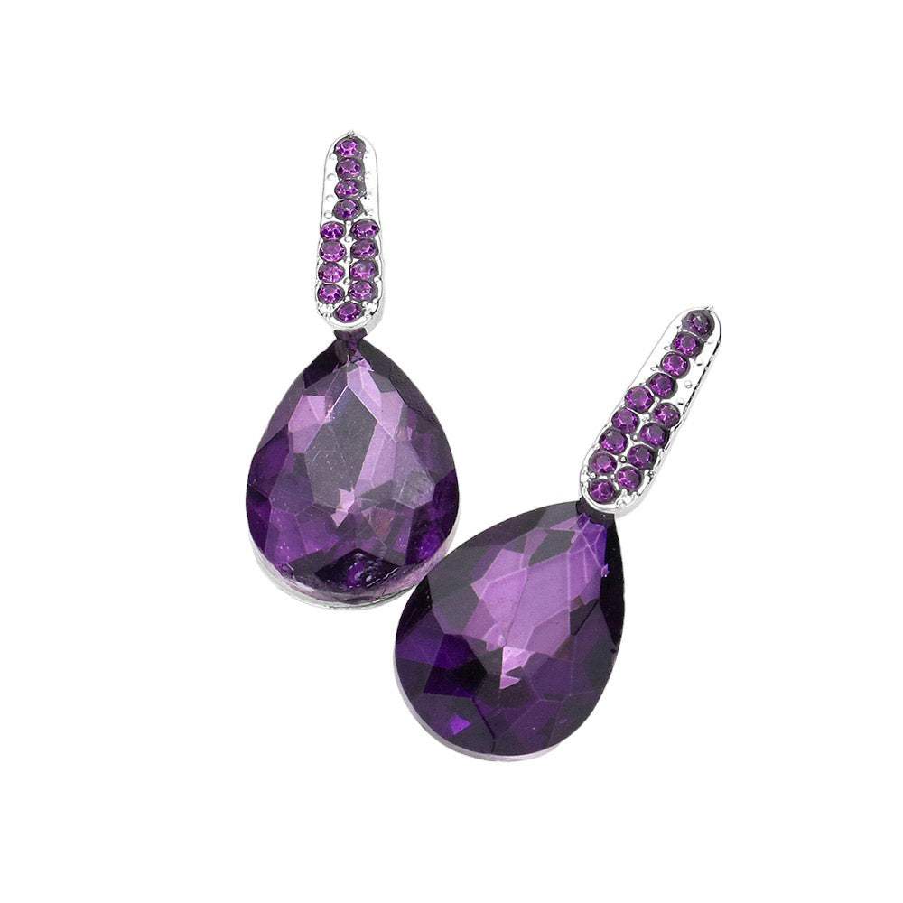 Teardrop Stone Evening Earrings - Madeline Love - Flyclothing LLC