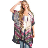 Tie Dye Boho Printed Cover Up Kimono Poncho - Madeline Love - Flyclothing LLC